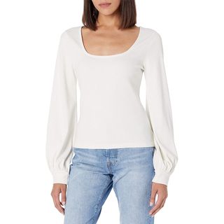 The Drop + @lucyswhims Square-Neck Balloon-Sleeve Cropped Top in White