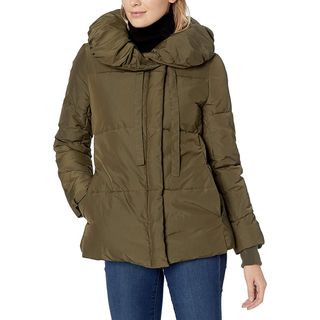 Lark & Ro + Short Shawl Pillow Collar Puffer Jacket