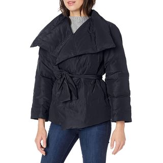 Lark 
Ro + Long Sleeve Short Puffer Coat With Wrap in Black