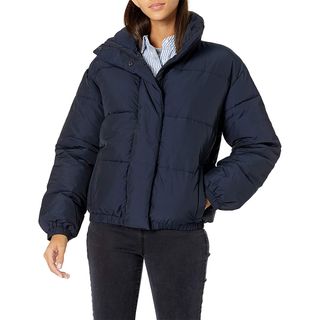 Daily Ritual + Relaxed-Fit Mock-Neck Short Puffer Jacket