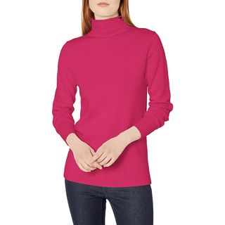 Amazon Essentials + Long-Sleeve 100% Cotton Roll Neck Sweater in Bright Pink