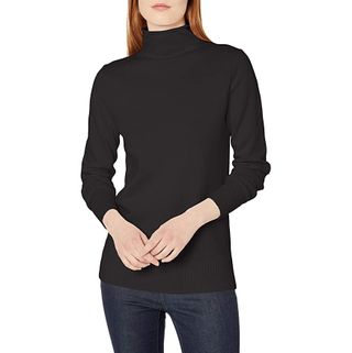 Amazon Essentials + Long-Sleeve 100% Cotton Roll Neck Sweater in Black