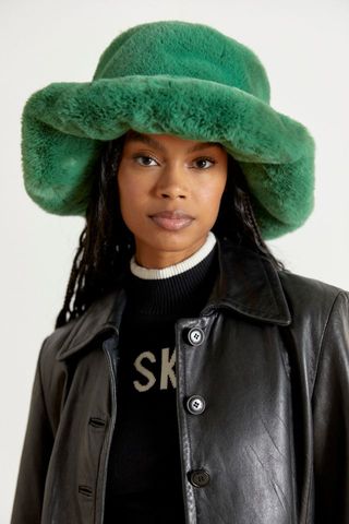 Urban Outfitters + Celine Wide Faux Fur Bucket Hat