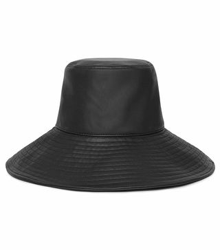 Autumn Adeigbo + Wide Brim Faux Leather Bucket Hat