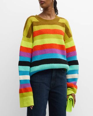 Christopher John Rogers + Oversize Striped Wool-Blend Sweater