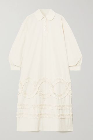 Minjukim + Ruffled Poplin Midi Shirt Dress