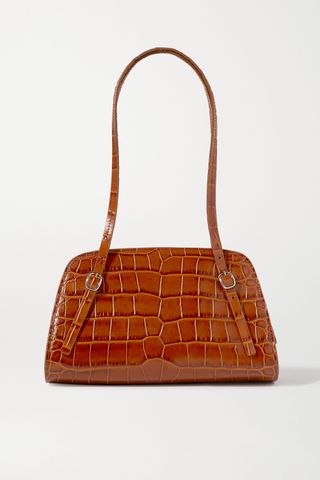By Far + Lora Croc-Effect Leather Shoulder Bag