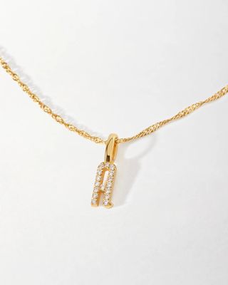Edge of Amber + Diamond Initial Necklace