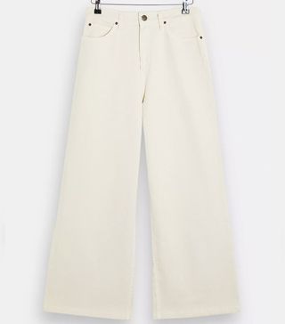 Lee + Buttermilk Cropped A Line Flare Trousers
