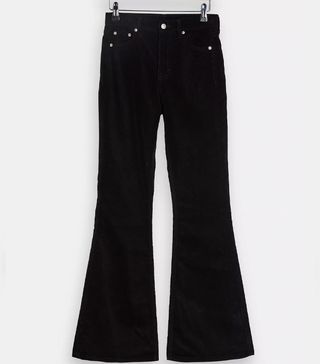 Topshop + Black Corduroy Jamie Flare Jeans