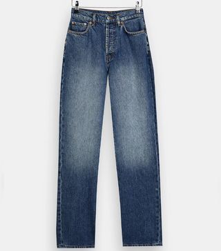 Topshop + Mid Blue Buckle Carpenter Jeans