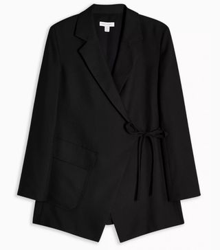 Topshop + Black Wrap Suit Blazer