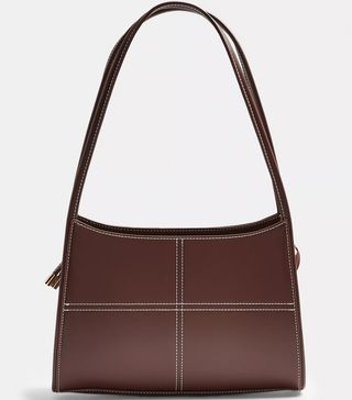 Topshop + Brown Top Stitch Scoop Shoulder Bag