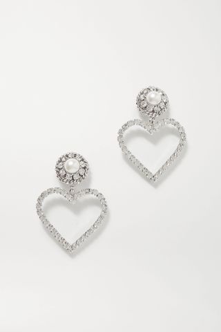 Alessandra Rich + Silver-Plated, Faux Pearl and Crystal Clip Earrings