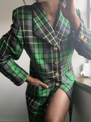 Etsy + Vintage Escada Essential Single Breasted Plaid '90s Structured