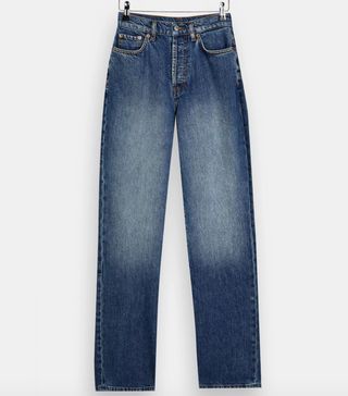 Topshop + Mid Blue Buckle Carpenter Jeans