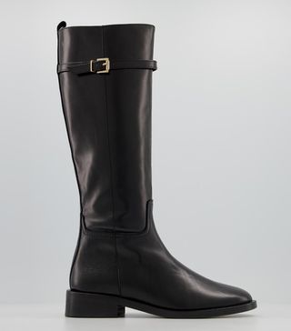 Office + Office Kiara Smooth Sole Clean Knee Boots Black Leather