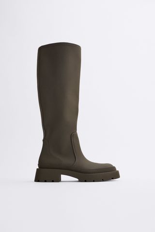 Zara + Rubberised Flat Boots
