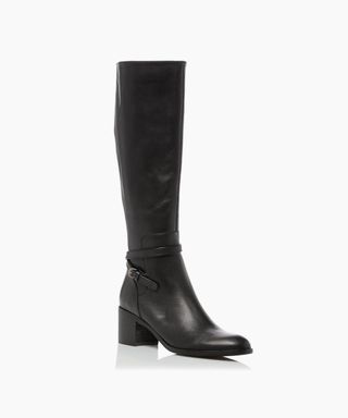 Dune London + Refined Buckle Strap Knee High Zip Up Boots