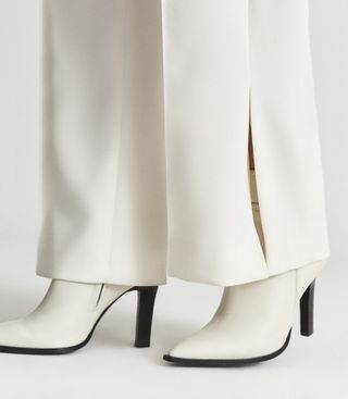 Reiss + Ada Ankle White Leather Point-Toe Ankle Boots