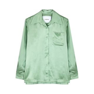 Pushbutton + Mint Silk-Satin Shirt