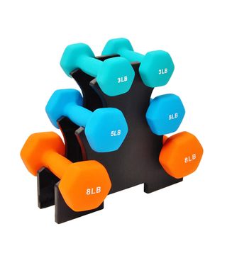 BalanceFrom + Colored Neoprene Coated Dumbbell Set With Stand