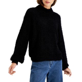 Hooked Up by IOT + Balloon-Sleeve Mock-Neck Sweater