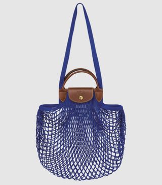 Longchamp + Top Handle Bag Le Pliage Filet Blue
