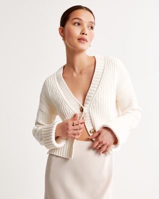 Abercrombie and Fitch + Cotton Seed Stitch Cardigan