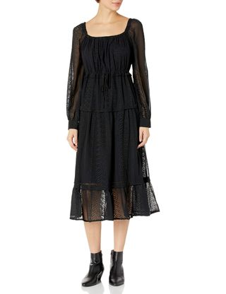 Astr the Label + Padma Square Neck Long Sleeve Tiered Midi Dress