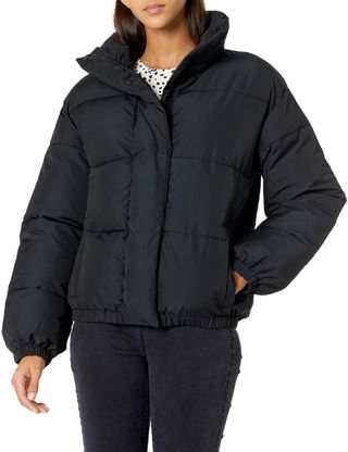 Daily Ritual Store + Relaxed-Fit Mock-Neck Short Puffer Jacket