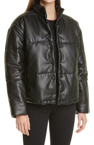 Rails + Faux Leather Puffer Jacket