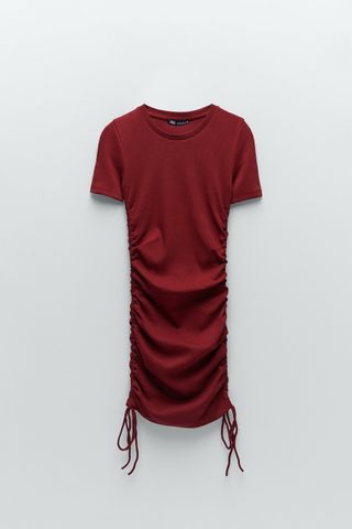 Zara + Ruched Ribbed Dress