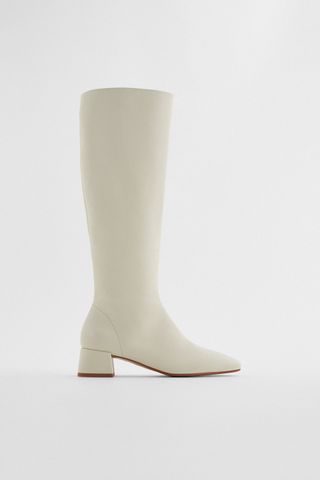Zara + Soft Leather Heeled Tall Boots