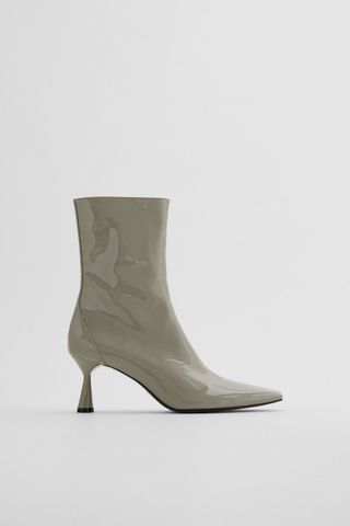 Zara + Patent Finish Heeled Ankle Boots TRF