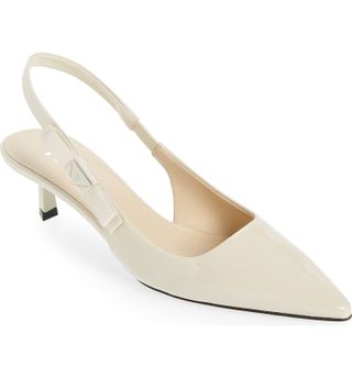 Prada + Logo Patent Slingback Pump