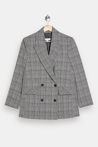 Topshop + Grey Check Oversized Blazer