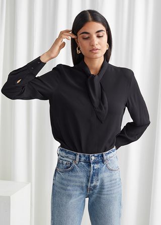 & Other Stories + Satin Neck Bow Blouse