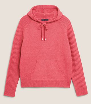 M&S Collection + Knitted Rib Sleeve Relaxed Hoodie