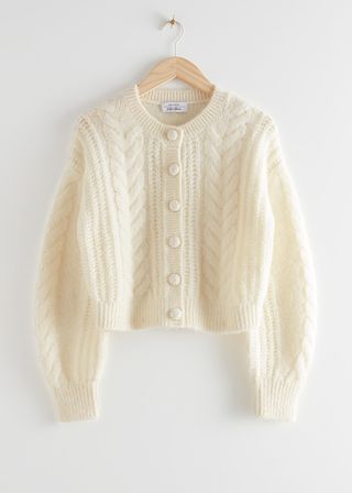 & Other Stories + Cropped Cable Knit Cardigan