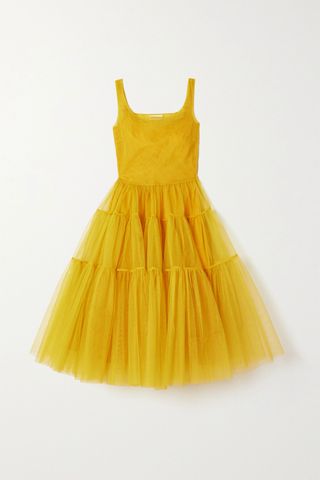 Molly Goddard + Corrie Tiered Tulle Midi Dress