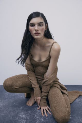 Zara + Knit Jumpsuit With Straps