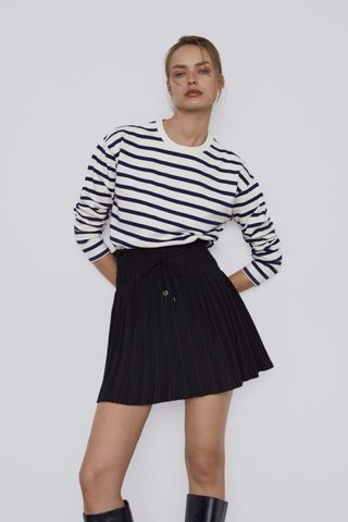 Zara + Shirred Mini Skirt