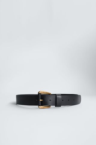Zara + Gold Buckle Leather Belt
