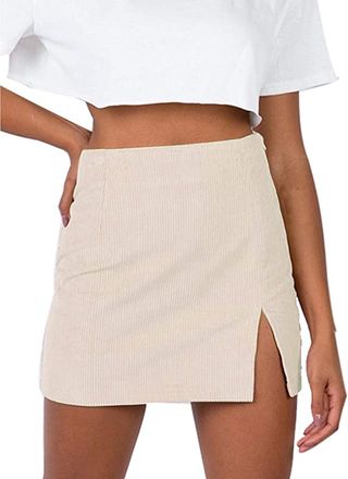 Lyaner Store + Corduroy High Waist Mini Skirt