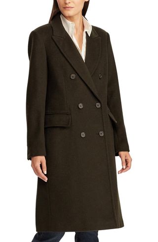 Lauren Ralph Lauren + Double Breasted Wool Blend Coat
