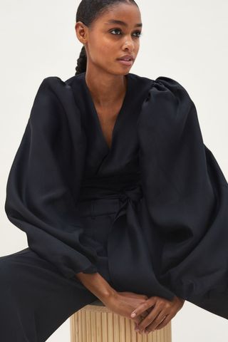 H&M + Cropped Silk-Blend Bolero Top