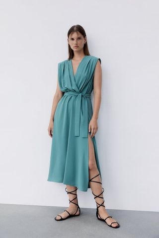 Zara + Crossover Dress With Belt