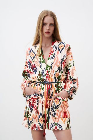 Zara + Printed Kimono With Pockets