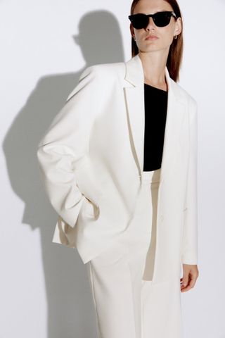 Zara + Pronounced Shoulder Blazer